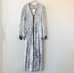 ZARA Long Sequin Kimono Dress